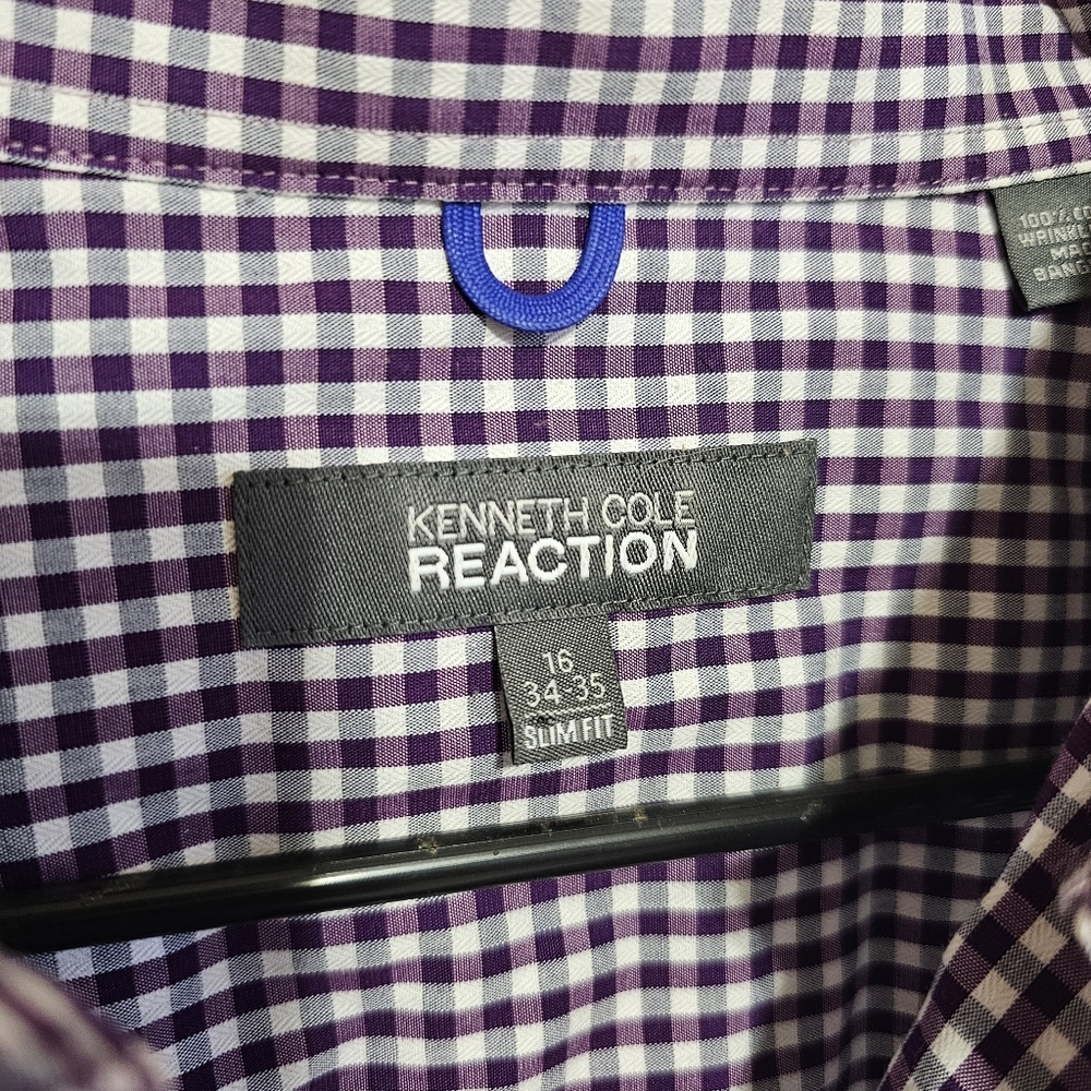 Kenneth Cole Reaction Purple Checkered Men's Shirt